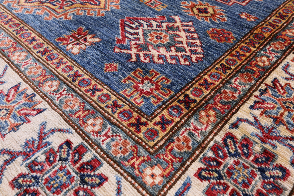 4' 10" X 6' 9" Handmade Super Kazak Wool Rug Q10260