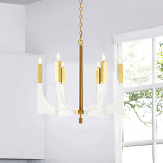 6-Light Omeara Candle Style Chandelier Light, White and Gold