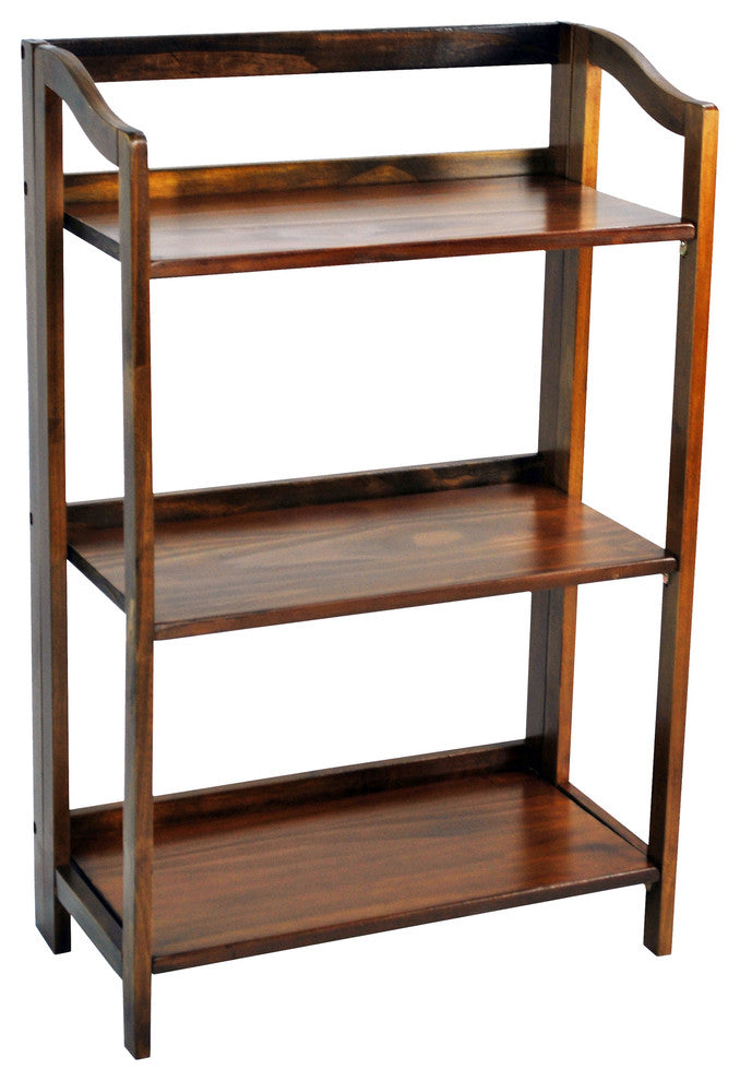 Stratford 3-Shelf Folding Bookcase, Warm Brown, 3-Shelf