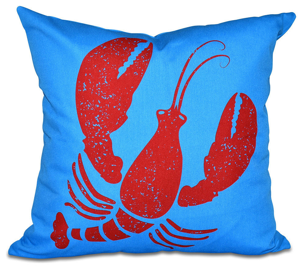 Lobster, Animal Print Pillow, Blue, 18"x18"