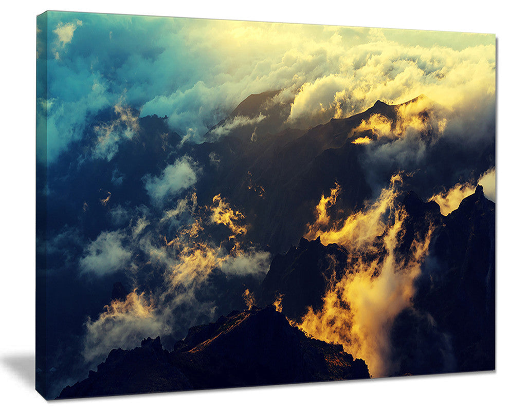 "Sunset On Hill Above Clouds" Extra Large Wall Art Landscape, 20"x12"