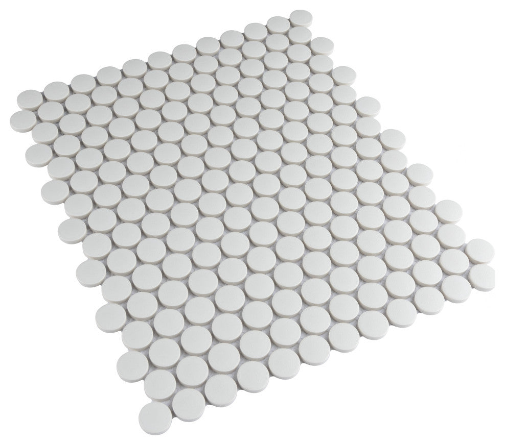 Gotham Penny Round Porcelain Mosaic Sample