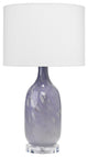 Elegant Soft Purple Lavender Art Glass Table Lamp 25 in Mouth Blown Bottle Shape
