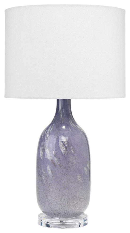 Elegant Soft Purple Lavender Art Glass Table Lamp 25 in Mouth Blown Bottle Shape