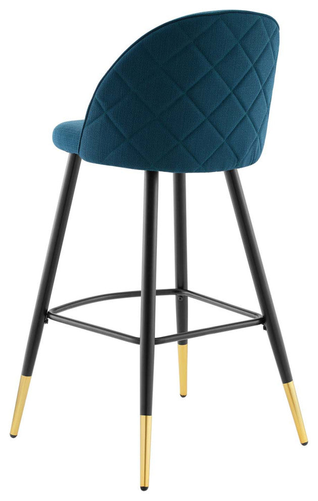 Bar Stool Chair Barstool, Set of 2, Fabric, Metal, Navy Blue, Modern, Bar Pub