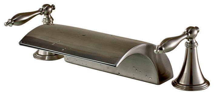 Athenian Double Handled Deck Mounted Brushed Nickel Bathtub Faucet