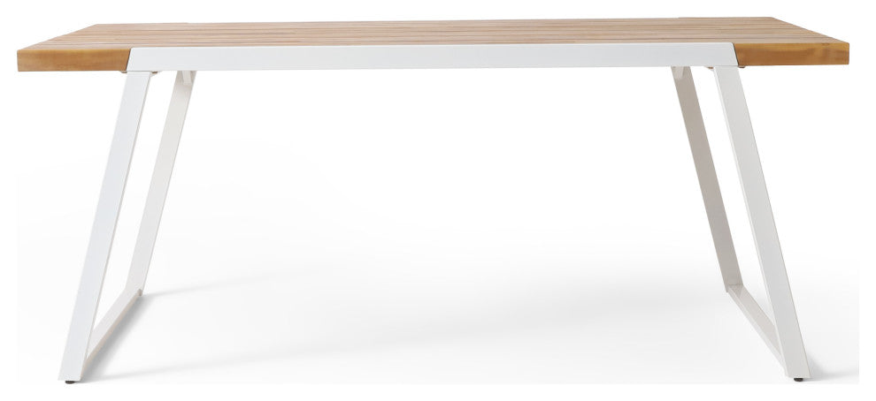 Gebo Outdoor Modern Acacia Wood Dining Table, Teak/White