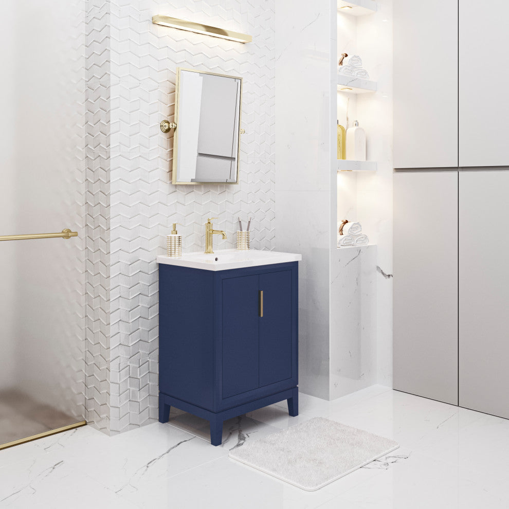 Elise 24 In. Ceramic Sink Top Vanity in Monarch Blue
