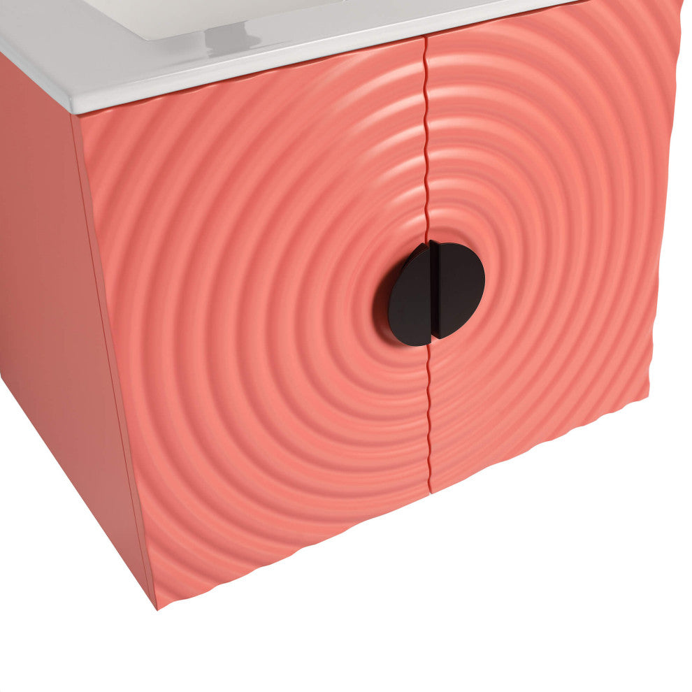 Pellabay Bath Vanity, Fluted Circular Doors Sink Included