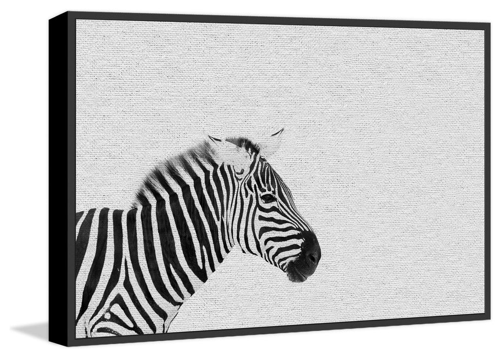 "Black and White Stripes" Floater Framed Painting Print on Canvas, 45"x30"