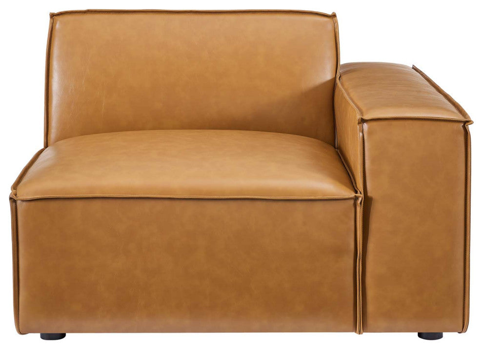Sectional Sofa Set, Faux Vegan Leather, Tan, Modern, Living Lounge Hospitality