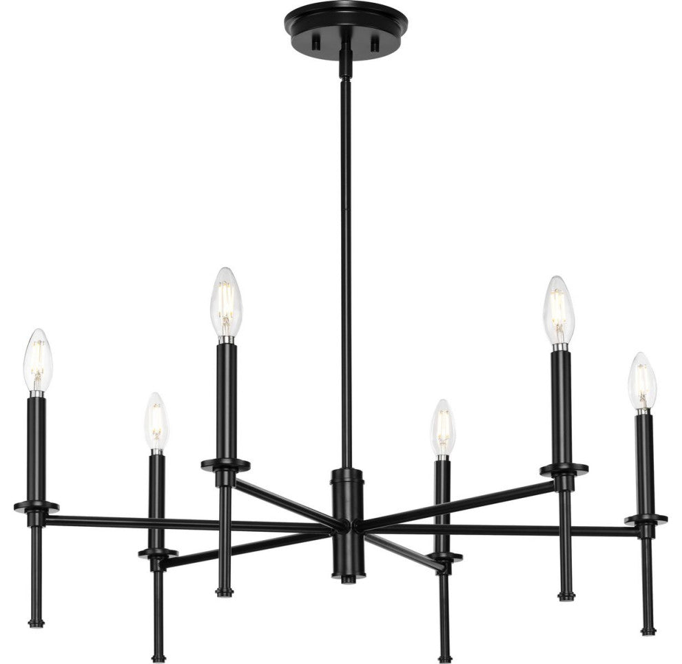 Elara Collection Six-Light New Traditional Matte Black Chandelier Light