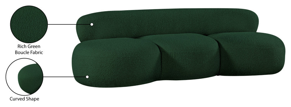 Venti Black Boucle Fabric Upholstered Set, Green, Sofa