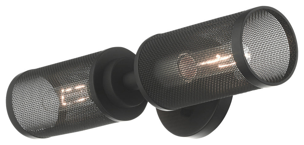 Livex Lighting Industro 2 Light Black With Brushed Nickel Accents Double Sconce