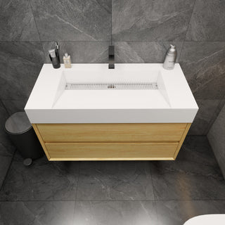 MAX 42" Floating Bath Vanity With Acrylic Sink, Teak Oak
