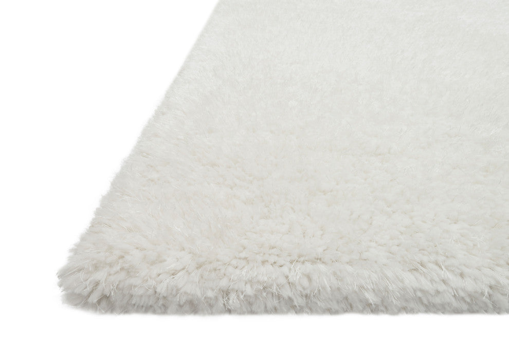 Hand Tufted Polyester Mila Shag Area Rug by Loloi II, White, 2'3"x7'6"