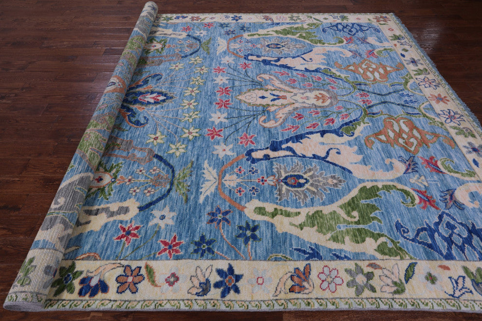9' 2" X 12' 1" Hand-Knotted Turkish Oushak Wool Rug - Q15612
