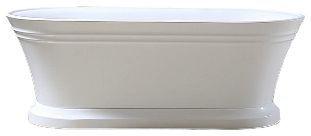 67" Freestanding Acrylic Bathtub, White/Polished Chrome