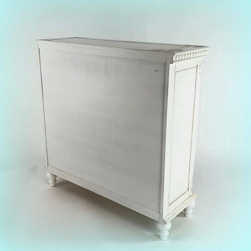Carved Glass Door Cabinet, White