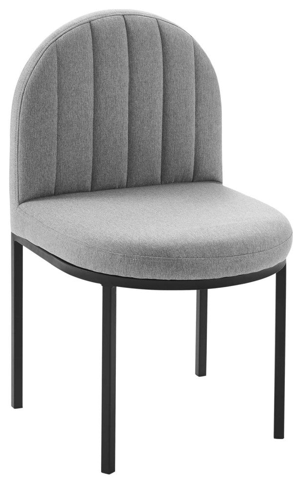 Isla Channel Tufted Upholstered Fabric Dining Side Chair - Black Light Gray