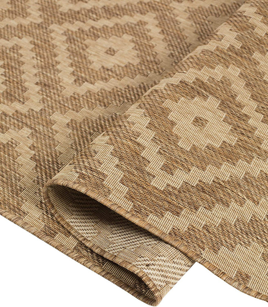 Outdoor Collection Accent Diamond Rug - Moroccan Rug, Neutral, 7'10"x10'