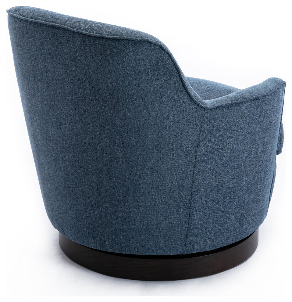Reese Cadet Blue Wood Base Swivel Chair