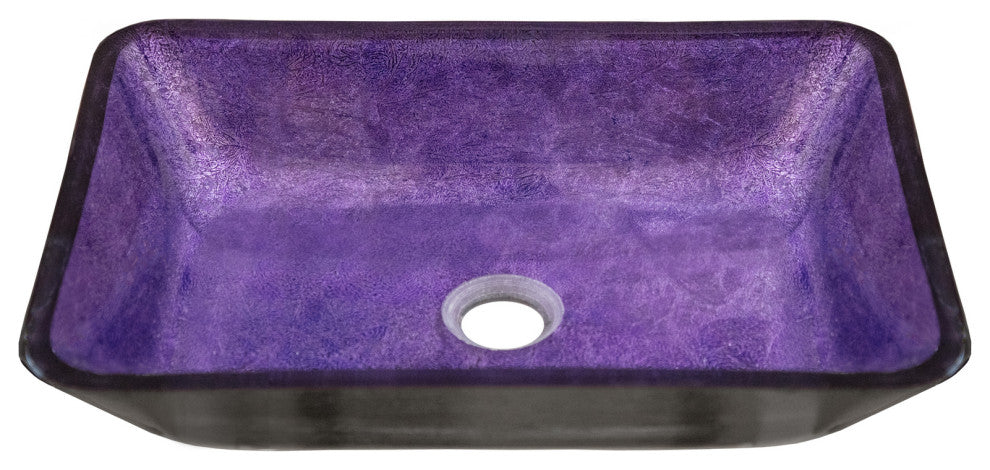 Eden Bath EB_GS81 Rectangular Purple Foil Glass Vessel Sink with Black Exterior