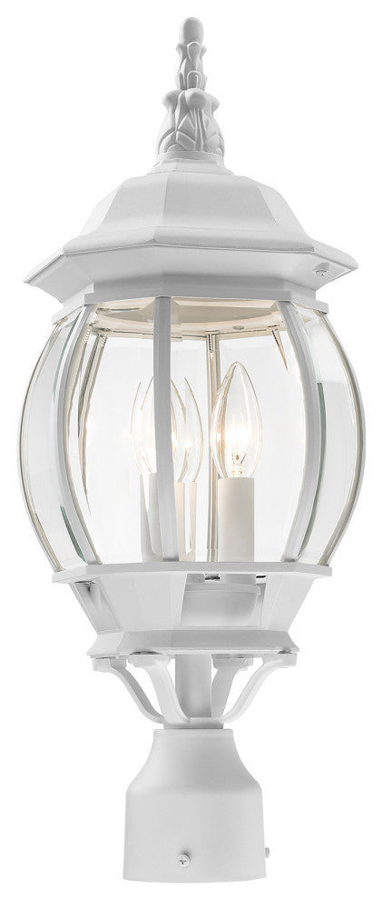 Textured White Traditional, Colonial, Outdoor Post Top Lantern