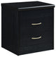 Hodedah Two Drawer Contemporary Wooden Nightstand in Black Finish