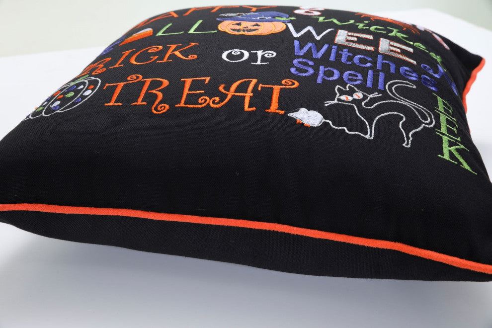Pillow Perfect Halloween Pillow Halloween Fun Black, 18"x18"