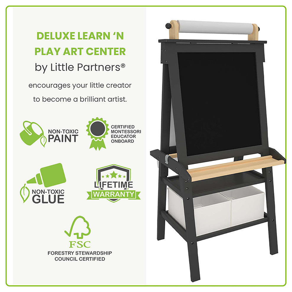 Little Partners Deluxe Learn and Play Art Center, Charcoal With Natural