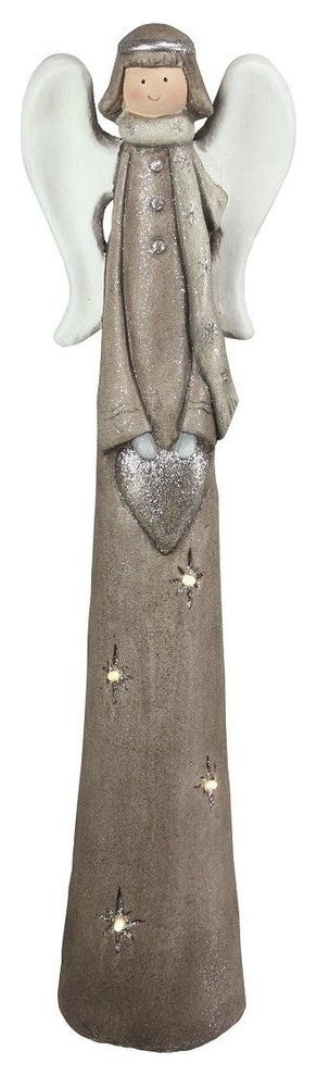 LED Lighted Eco-Friendly Angel With Heart Christmas Tabletop Figure, 24"