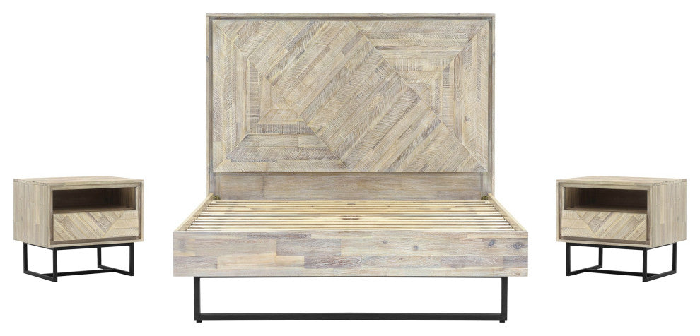 Peridot 3-Piece Queen Bedroom Set, Natural Acacia Wood