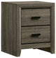 Cottage Nightstand, Beveled Accents & 2 Drawers With Black Pull Handles, Gray