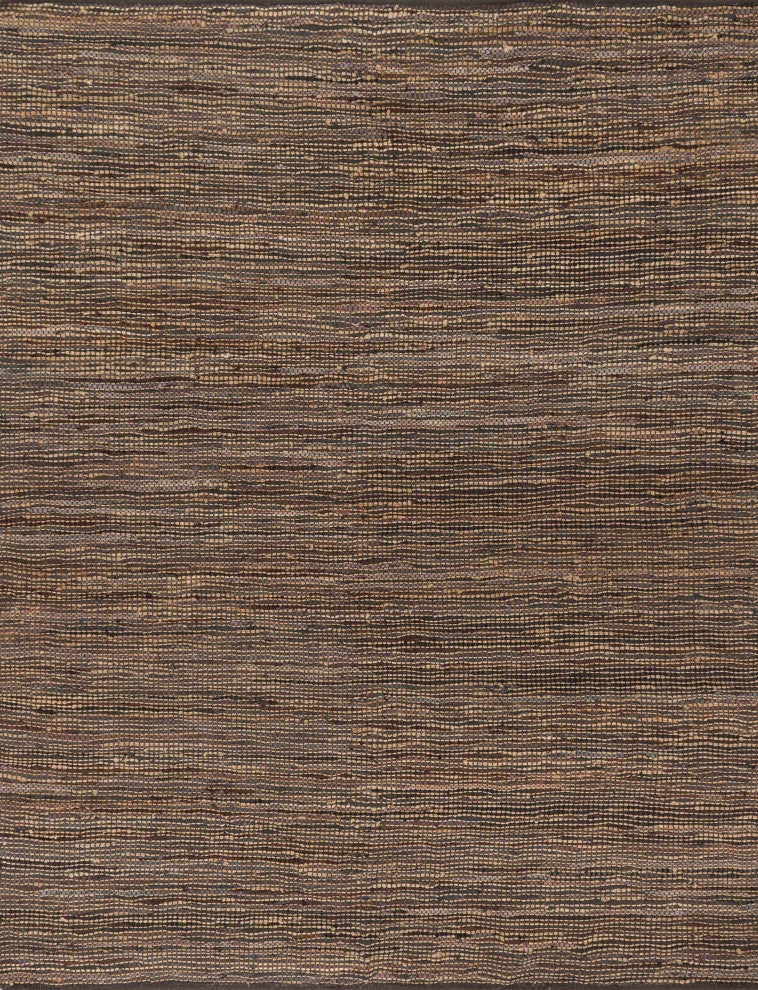 Natural Leather & Jute, Edge Area Rug, Brown, 7'9"x9'9"