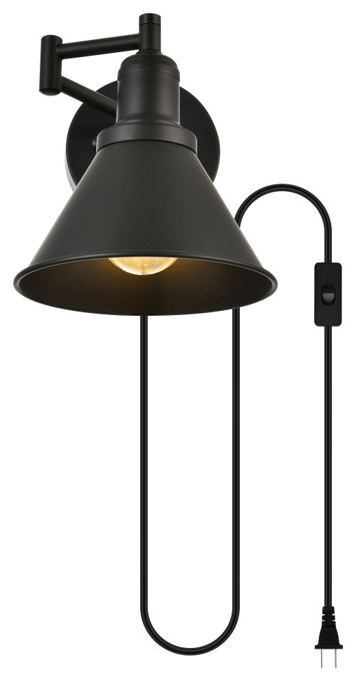 1 Light Black Swing Arm Plug, Wall Sconce