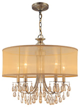 Hampton 5 Light Drum Shade Brass Chandelier