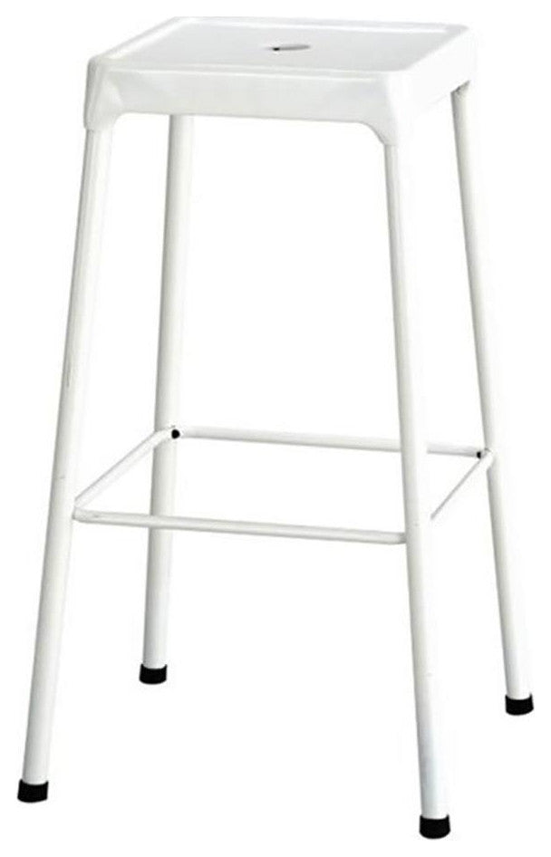 Pemberly Row 29" Metal Backless Bar Stool with Nylon Glides in White