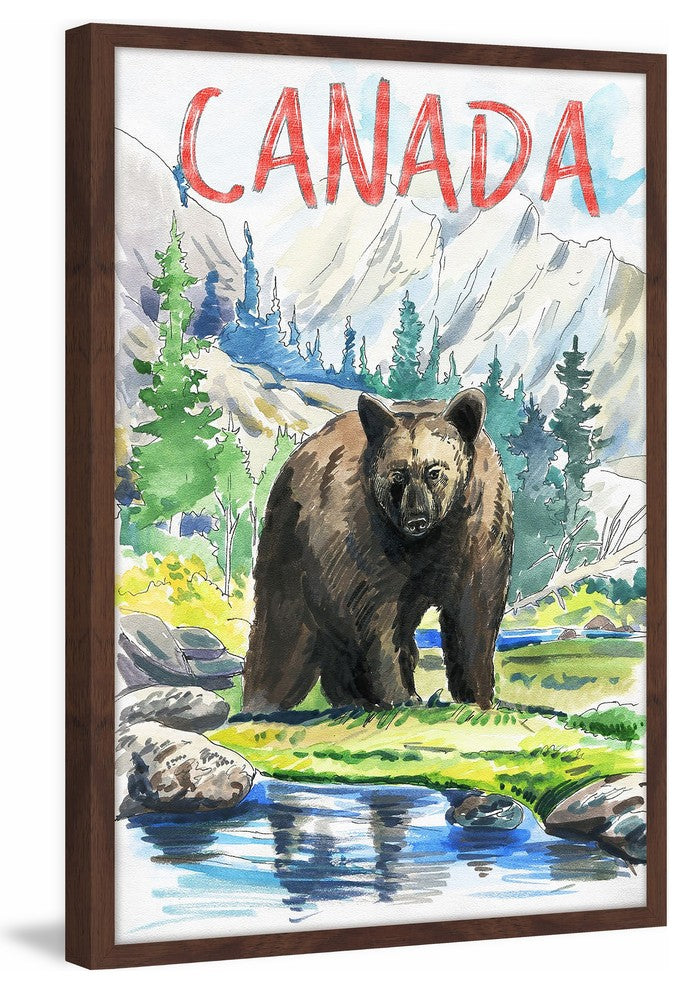 "Black Bear Canada" Framed Painting Print , 24x36