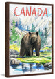 "Black Bear Canada" Framed Painting Print , 24x36