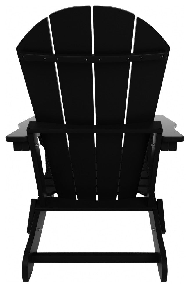 HDPE Outdoor Patio Folding Poly Adirondack Chair, Black