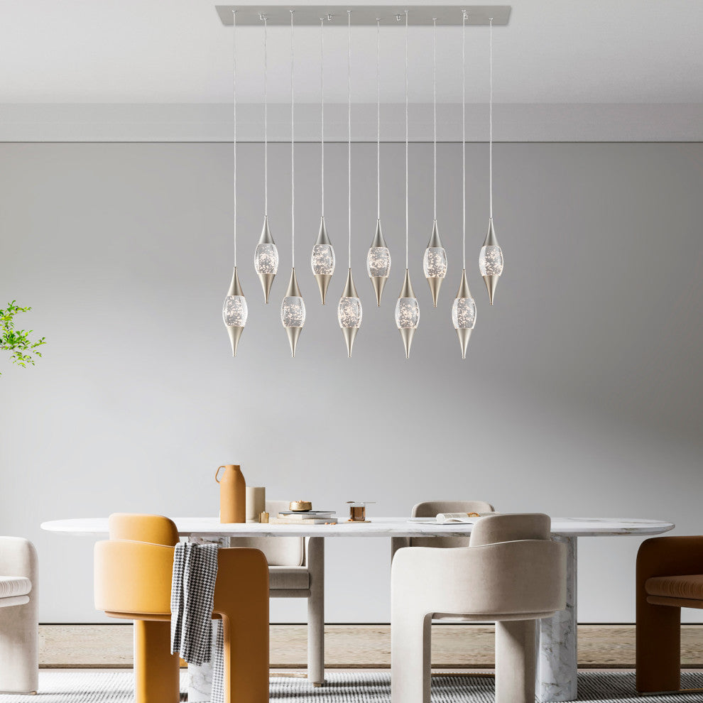 Shinny Teardrops Dimmable Integrated LED Rectangular Chandelier
