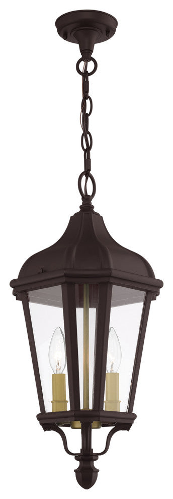 Livex Morgan 2 Light Bronze, Antique Gold Cluster Medium Outdoor Pendant Lantern