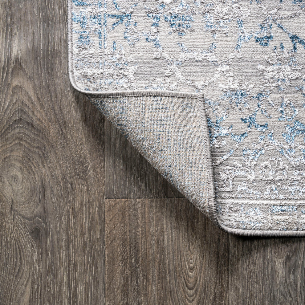Tidal Modern Strie' Area Rug, Gray/Blue, 4 X 6