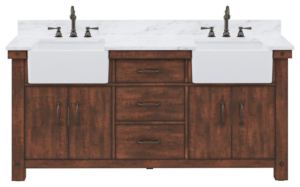 Paisley 72" Double Vanity, Rustic Sierra, Vanity With Faucet