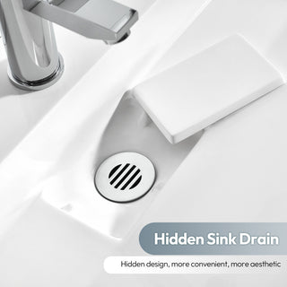 Vera Composite Granite Stone Console Bath Vanity Sink, White, 47.4"l X 19.7"w