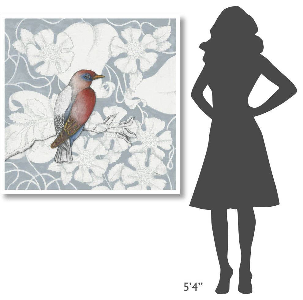 "Arts and Crafts Birds I Tone on Tone" Paper Print by Elyse DeNeige, 42"x42"