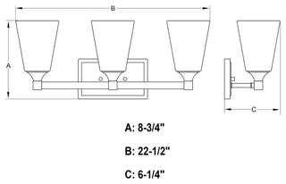 Vaxcel Lighting W0495 Wallingford 3 Light 23"W Vanity Light - Matte Black