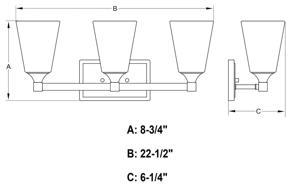 Vaxcel Lighting W0495 Wallingford 3 Light 23"W Vanity Light - Matte Black