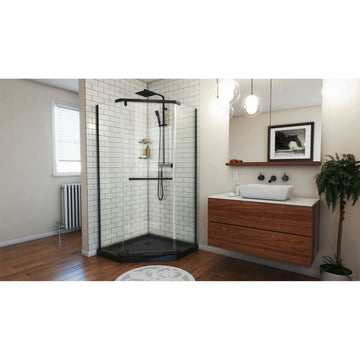 DreamLine Prism 36x74 3/4 Neo-Angle Pivot Shower Enclosure Satin Black, Black